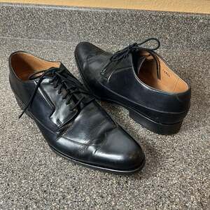 John Fluevog Mens Size 11.5 Black Leather Oxford Dress Shoes Twin Turbine Formal